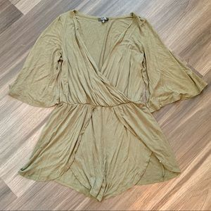 V-neck Olive Green Shorts Romper